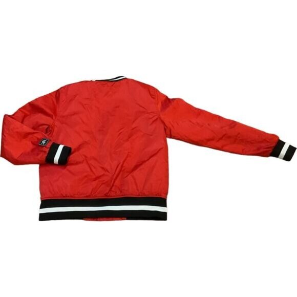 Young & Reckless Red Bomber Jacket Size S Snap-Button Closure Black & White Stri - Picture 6 of 11